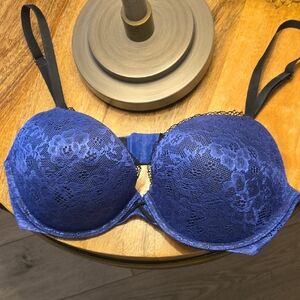Ambrielle Women Lace Plunge Push Up Bra In Violet 36 D LIKE NEW